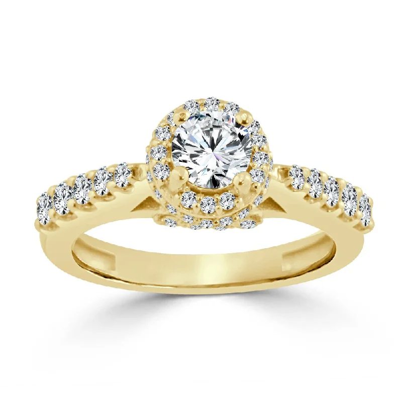 Auriya 1ctw Round Halo Diamond Engagement Ring 14k Gold