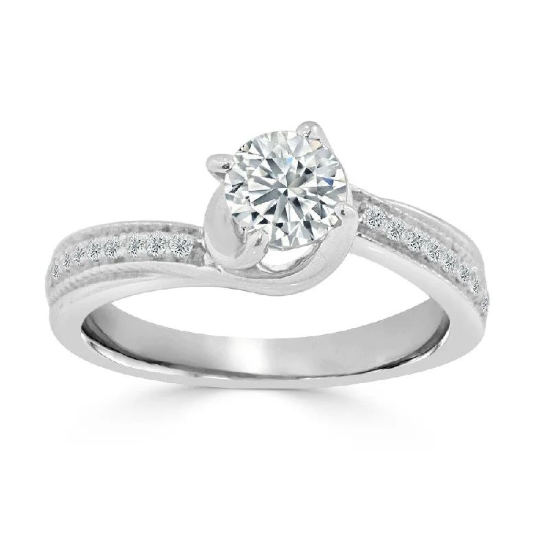 Auriya 3/4ct TDW Round Solitaire Swirl Diamond Engagement Ring 14K Gold