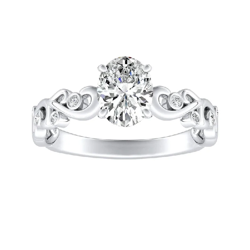 Auriya 3/4ctw Vintage Oval Solitaire Diamond Engagement Ring Platinum (H-I, SI1-SI2)