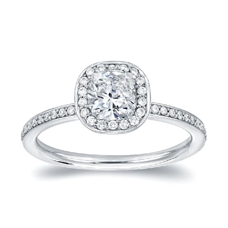 Auriya 4/5ctw Cushion-cut Halo Diamond Engagement Ring Platinum