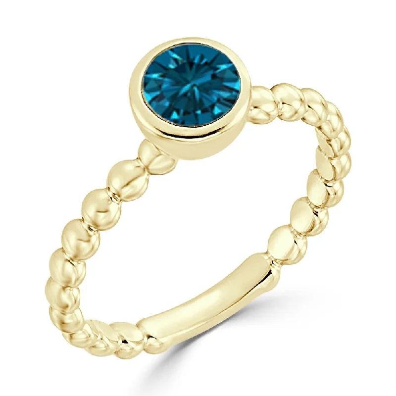 Auriya 4/5ctw Stackable Bezel Set Solitaire Blue Diamond Ring 10k Gold