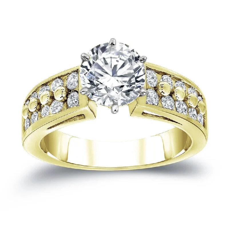 Auriya Contemporary Modern 1ctw Round Diamond Engagement 14k Gold