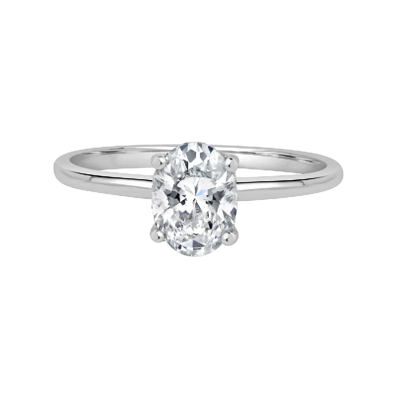 Auriya Lab Grown 1 3/5ctw Oval Hidden Halo Solitaire Diamond Engagement Ring14k Gold Certified (H-I, SI1-SI2)