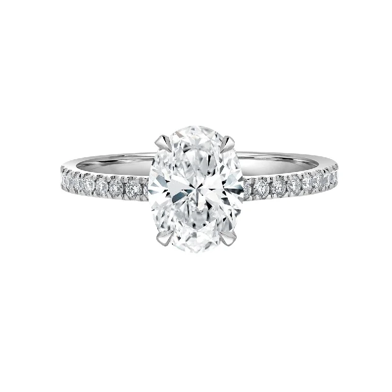 Auriya Lab Grown 1 4/5 ct Oval Cut with Hidden Halo Diamond Engagement Ring in 14k Gold (I-J, SI1-SI2)