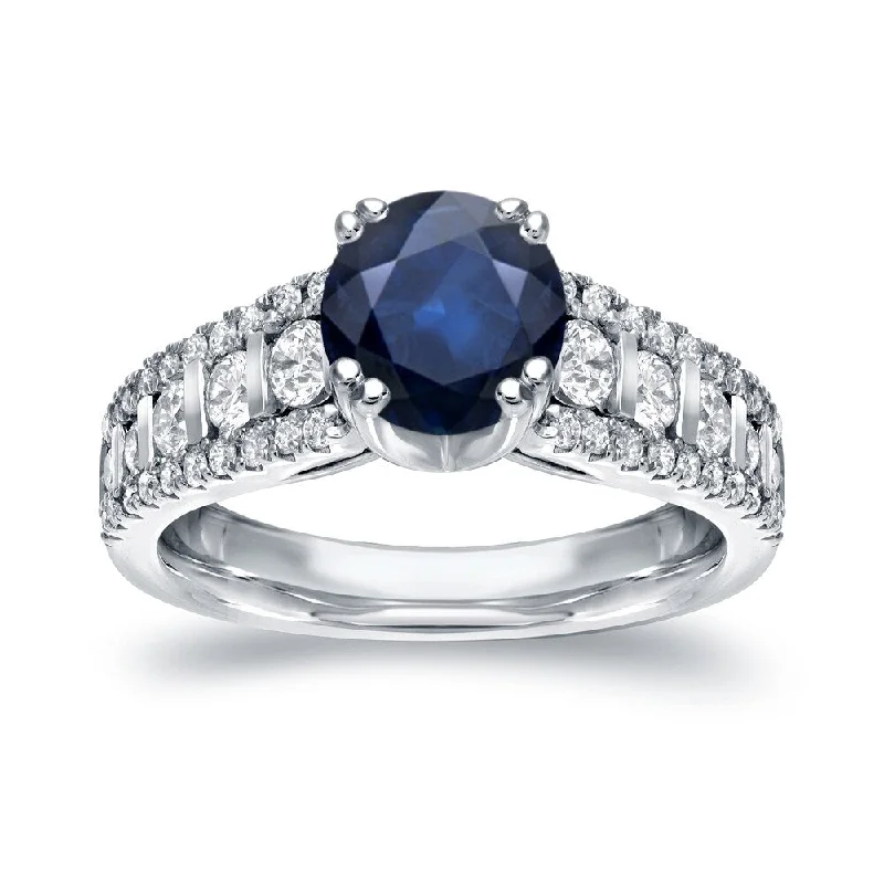 Auriya Modern 1 1/4ct Sapphire and 3/4cttw Diamond Engagement Ring 14k White Gold (H-I, I1-I2)