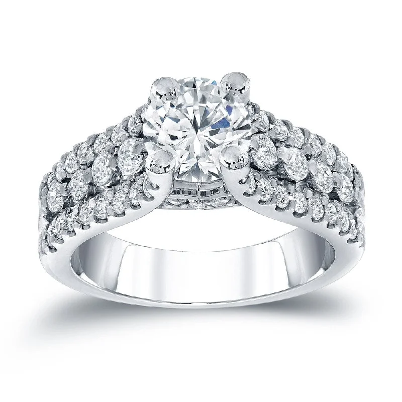 Auriya Platinum 1 1/2ct TDW Round Cut Diamond Engagement Ring