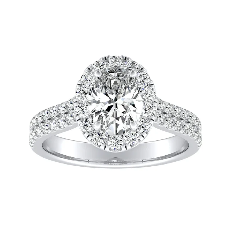 Auriya Platinum 1 1/2ctw Oval-cut Halo Diamond Engagement Ring (H-I, SI1-SI2)