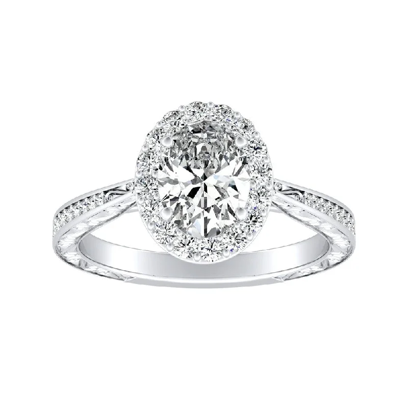 Auriya Platinum 1 1/6ctw Vintage Oval-cut Halo Diamond Engagement Ring (I-J, I1-I2)