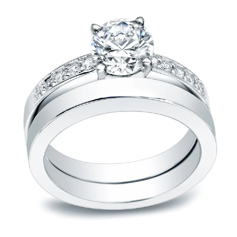 Auriya Platinum 1/2ctw Classic Round Diamond Engagement Ring Set