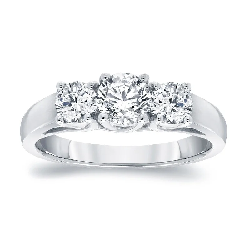 Auriya Platinum 1 3/4ct TDW Round 3-Stone Diamond Engagement Ring