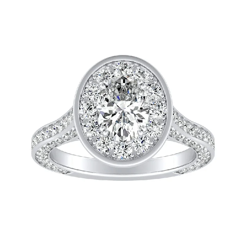 Auriya Platinum 1 3/4ctw Oval-cut Halo Diamond Engagement Ring (H-I, SI1-SI2)