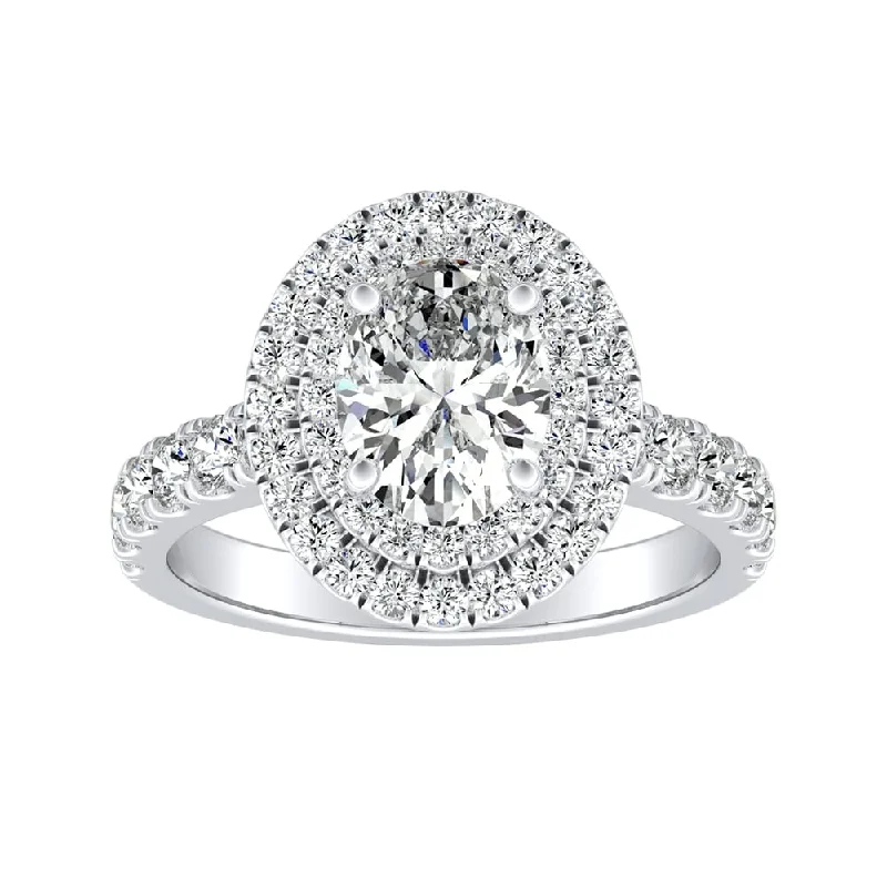 Auriya Platinum 1 3/4ctw Oval-cut Halo Diamond Engagement Ring (I-J, I1-I2)