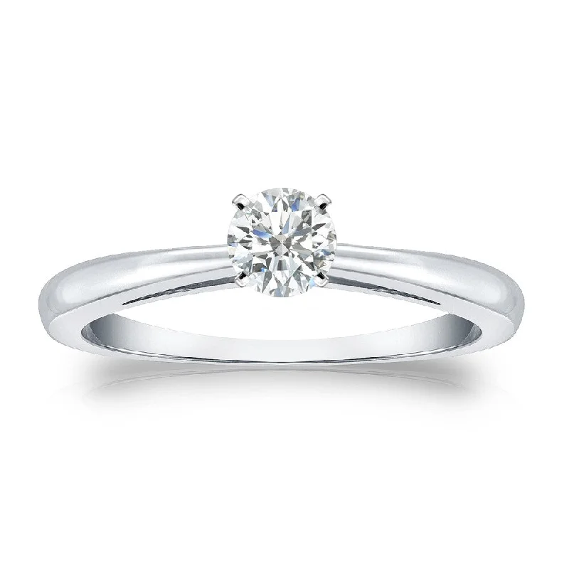 Auriya Platinum 1/4ct TDW Round Solitaire Diamond Engagement Ring