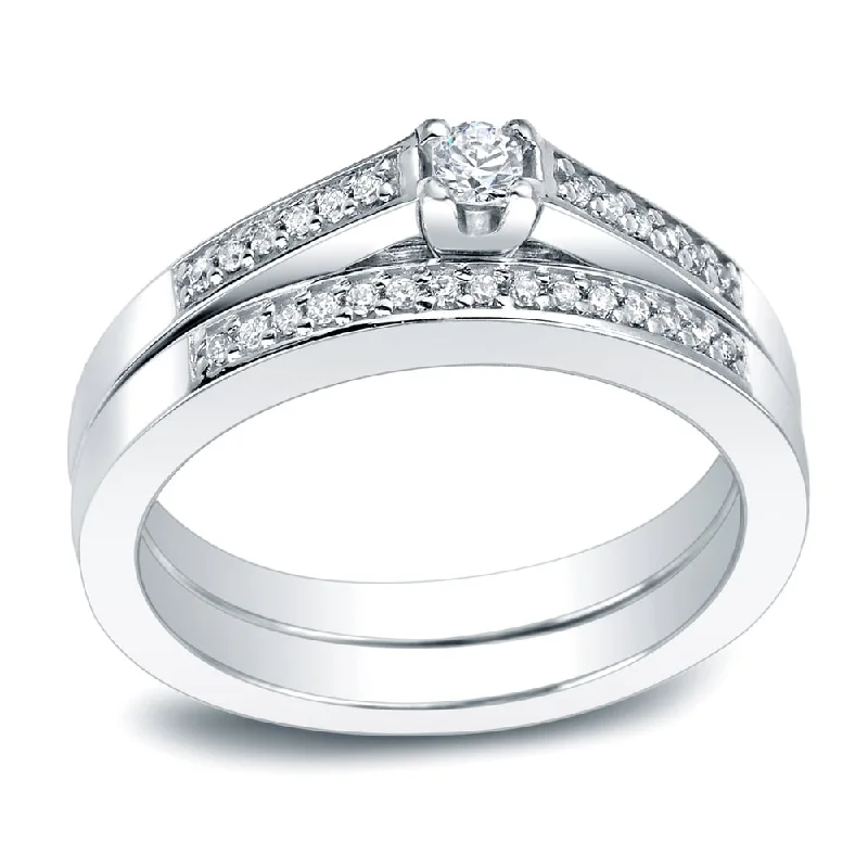 Auriya Platinum 1/4ctw Round Diamond Engagement Ring Set