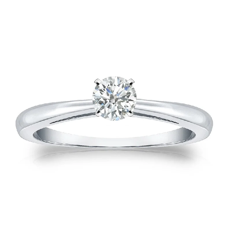 Auriya Platinum 1/4ctw Round Solitaire Diamond Engagement Ring (J-K, I1-I2)