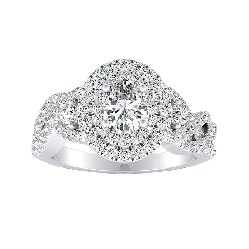 Auriya Platinum 1 5/8ctw Braided Oval-cut Halo Diamond Engagement Ring (H-I, SI1-SI2)