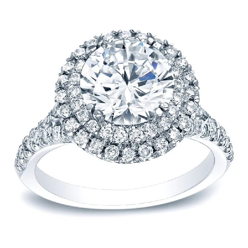 Auriya Platinum 1 5/8ctw Double Halo Diamond Engagement Ring (H-I, SI1-SI2)