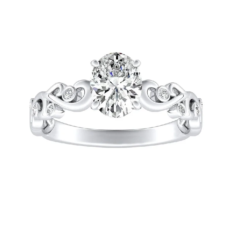 Auriya Platinum 1ctw Vintage Oval-cut Solitaire Diamond Engagement Ring