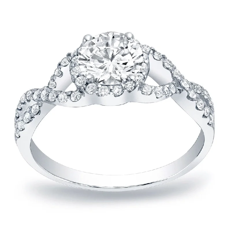 Auriya Platinum 3/4ct TDW Round Infinity Halo Diamond Engagement Ring