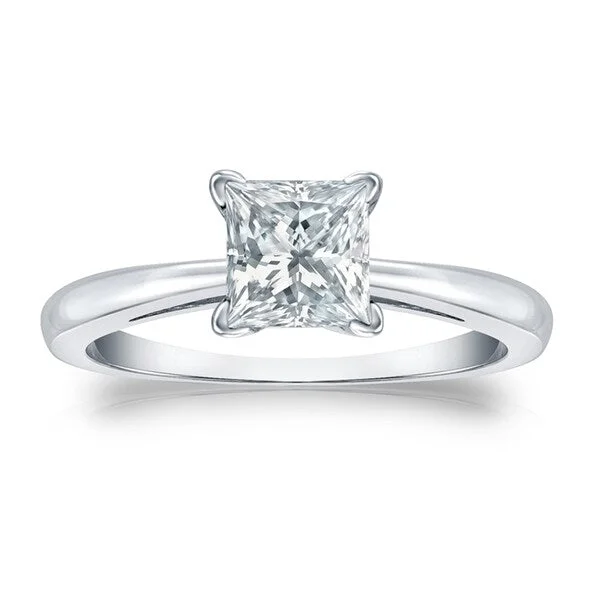 Auriya Platinum Certified 2 1/4-Carat TDW Princess-Cut Solitaire Diamond Engagement Ring