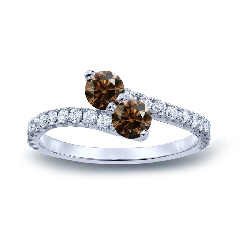 Auriya Round 2-Stone Brown Diamond Engagement Ring 1/2ct TDW 14k Gold