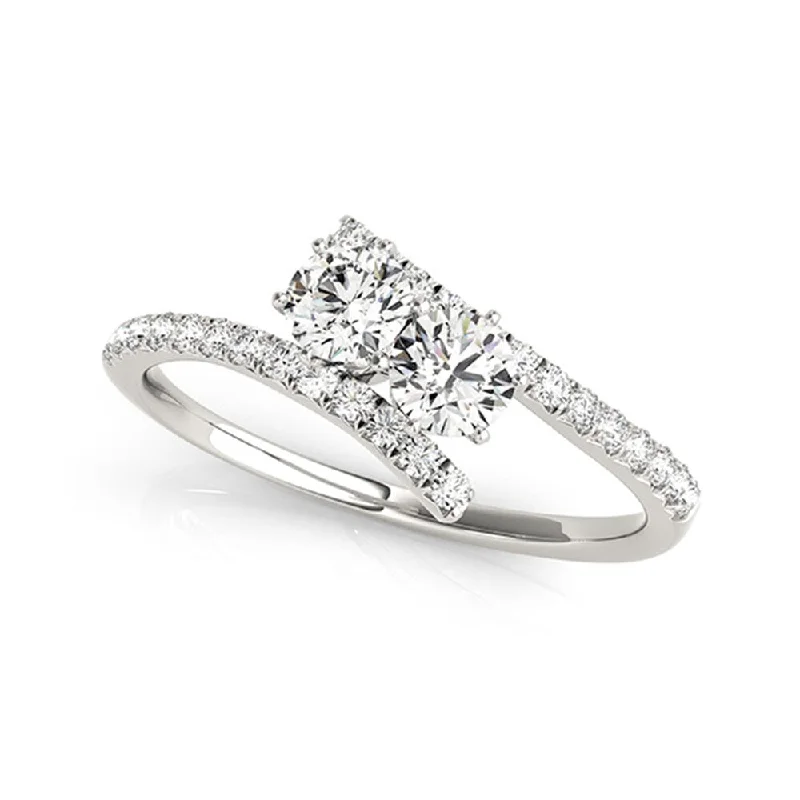 Auriya Round Two-Stone Bypass Diamond Engagement Ring 3/4ct TDW 14k White Gold