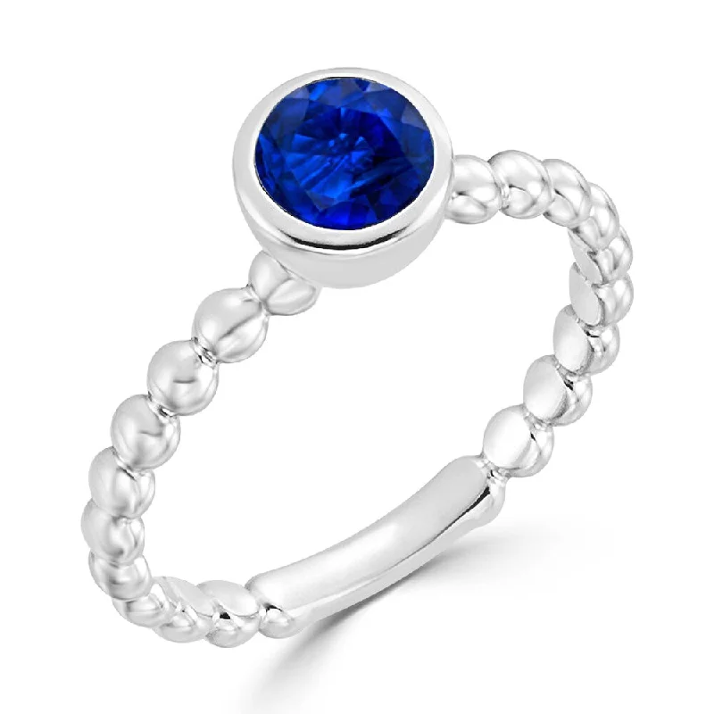 Auriya Stackable 4/5ctw Bezel Set Solitaire Blue Sapphire Engagement Ring