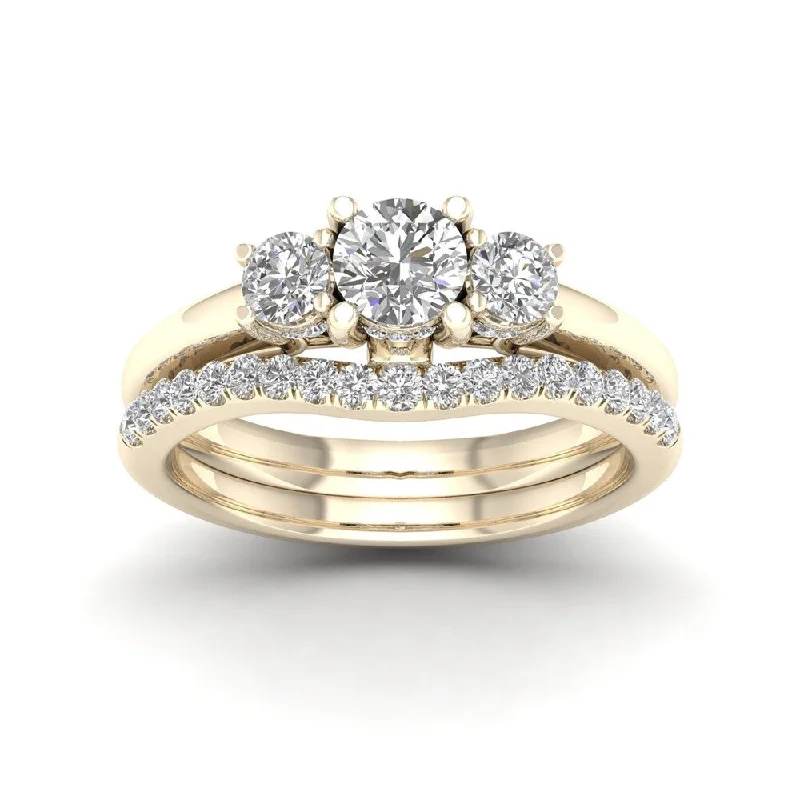 De Couer 1 1/2ct TDW Diamond Three Stone Anniversary Ring Set