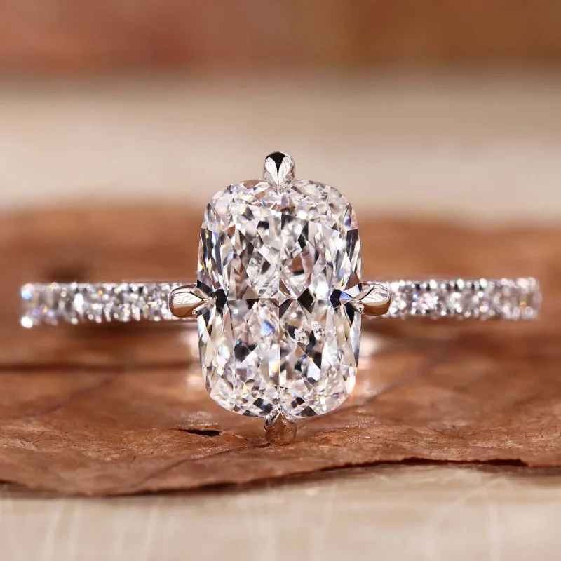 Elongated Cushion Cut Diamond, Lab Grown Diamond Engagement Ring