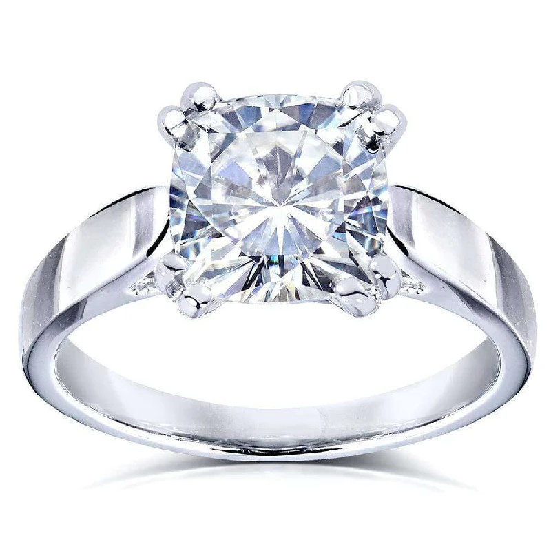 Forever One (D-F) Colorless Moissanite Solitaire Ring 2 CTW 14k White Gold