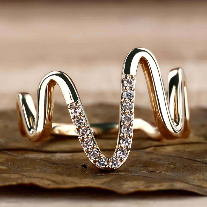 Heart Beat Style Ring With Round Lab Grown Diamonds