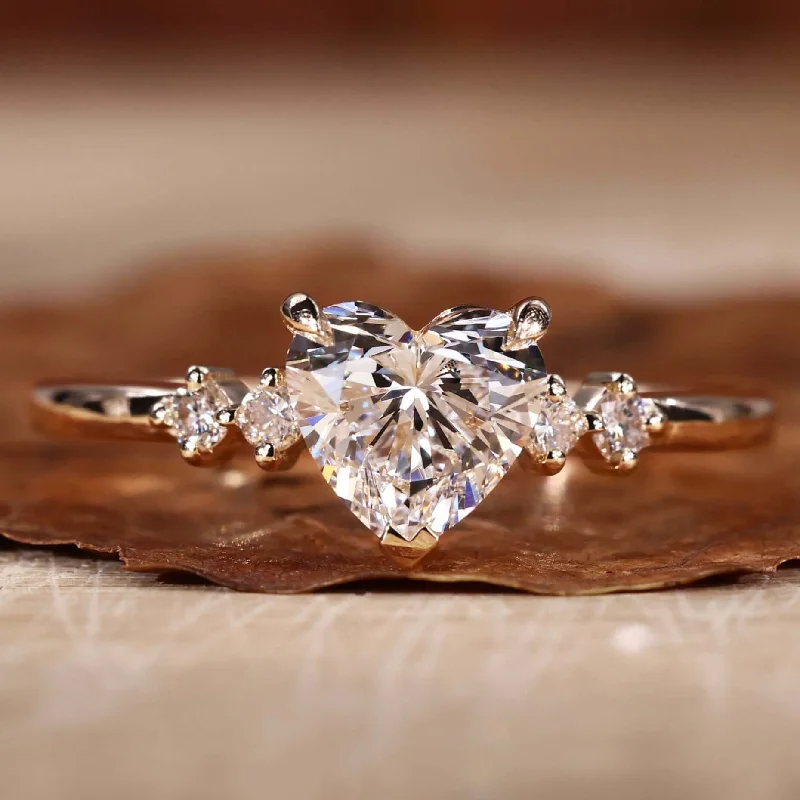 Heart Shaped Diamond Engagement Ring, Lab Grown Diamond Ring