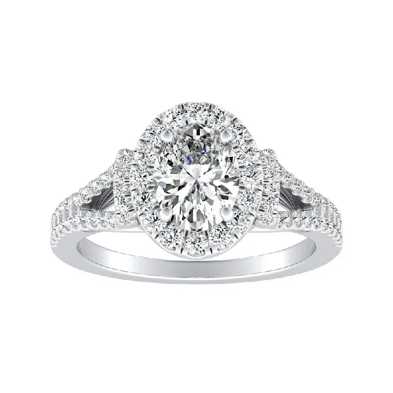 Modern Split-shank Oval Diamond Engagement Ring 1 1/10cttw 18k Gold by Auriya