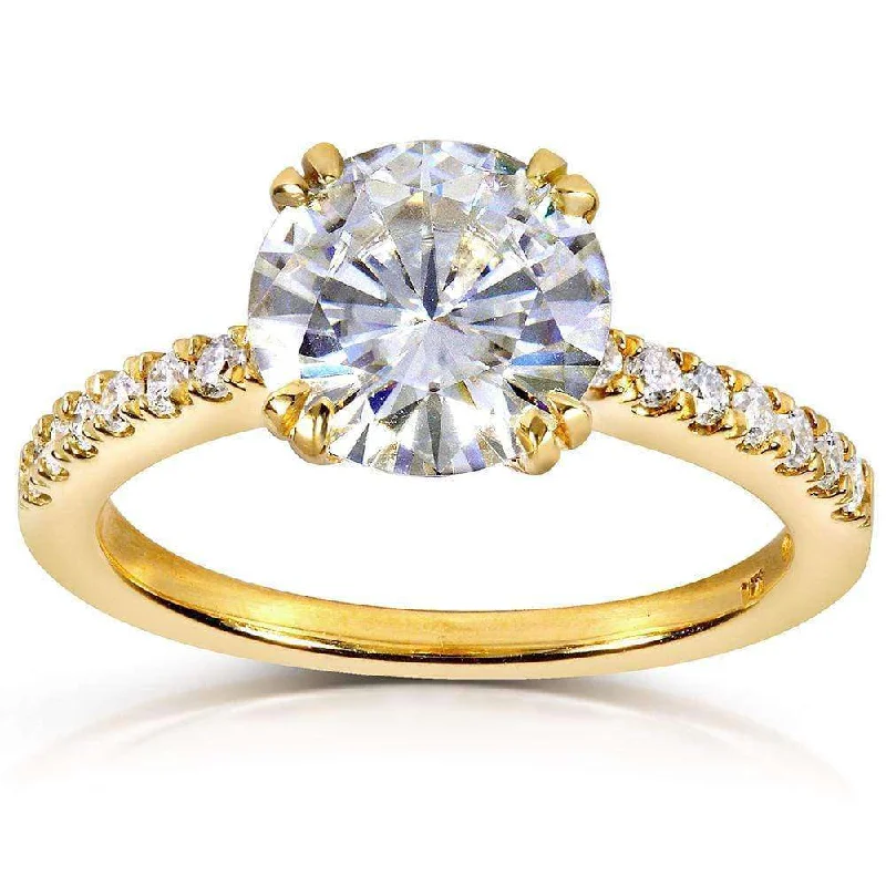 2-1/10ct.tw Moissanite & Diamond Engagement Ring - Yellow Gold