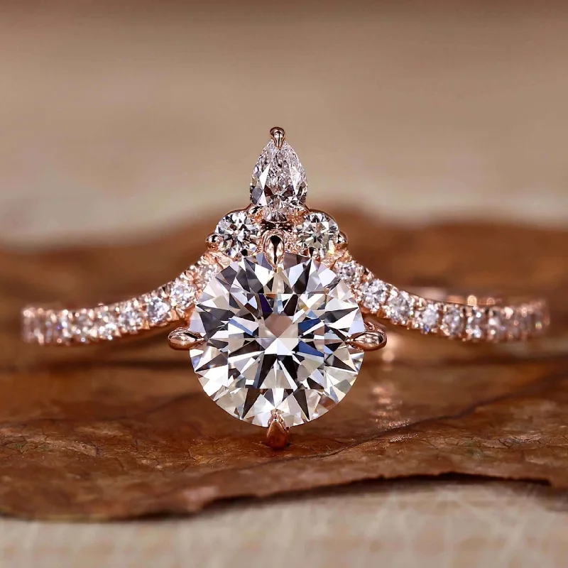 Nouveau Diamond Ring, Round Lab Grown Diamond Engagement Ring