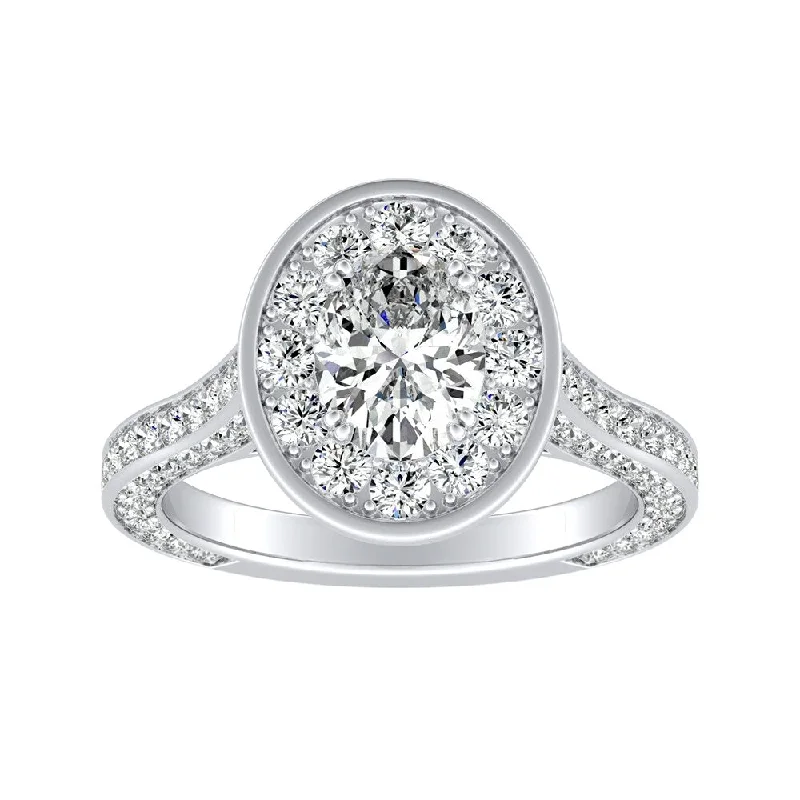 Oval-cut 1 1/2ctw Halo Diamond Engagement Ring by Auriya 14k Gold