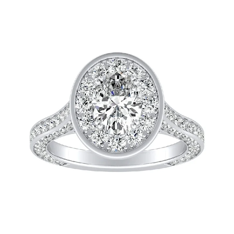 Oval-cut 2ctw Halo Diamond Engagement Ring by Auriya 18k Gold