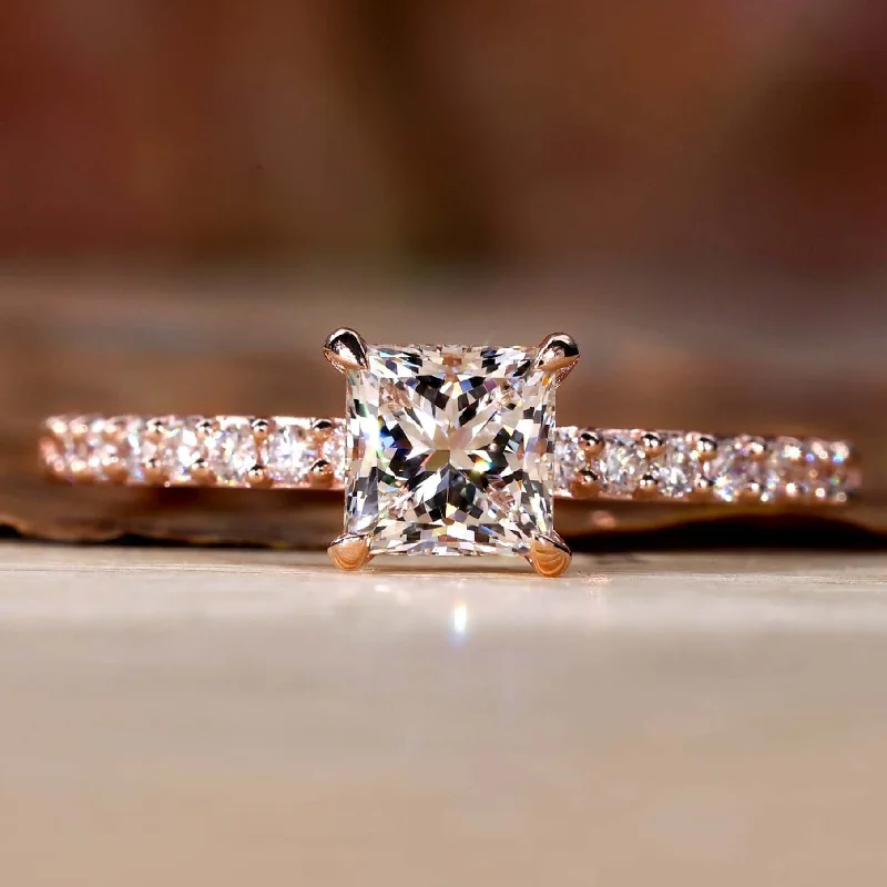 Princess Cut Diamond Engagement Ring, Lab Created Diamond Ring