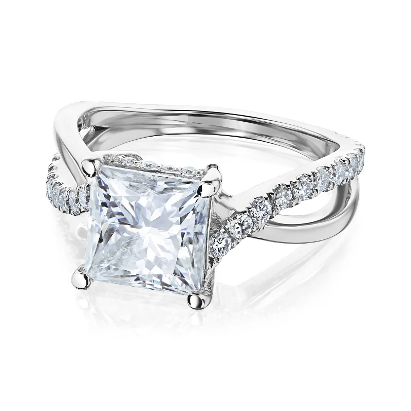 Ribbon Ring - Princess Forever One Moissanite & Diamond