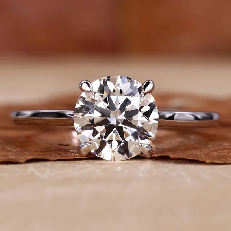 Solitaire Engagement Ring, Round Cut Lab Created Diamond Ring