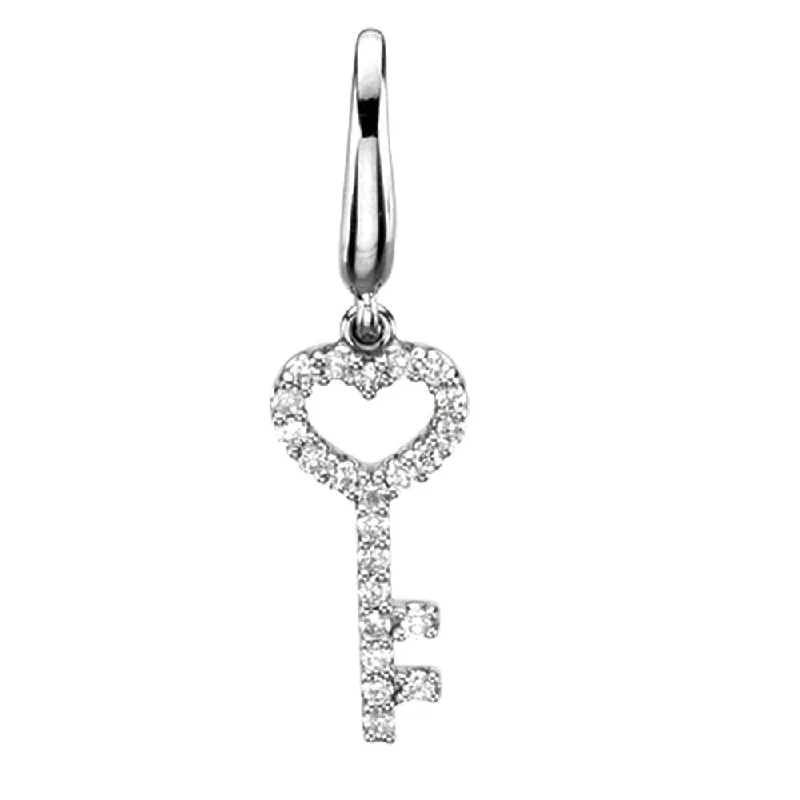 Charm Pendants with Multiple Small Decorative Elements1/8 cttw G-H, I1 Diamond Key Charm in 14k White Gold