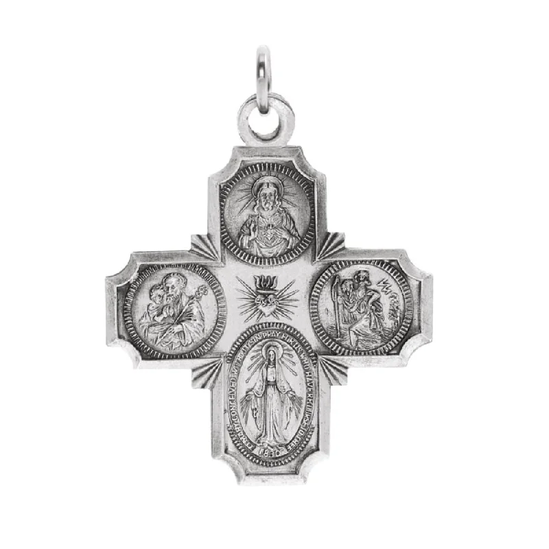 Religious Pendants with Cross or Star of David Designs14k White Gold Four-Way Cross Medal Pendant