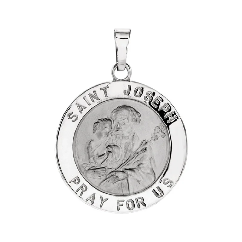 Religious Pendants with Cross or Star of David Designs14k White Gold St. Joseph Medal Disc Pendant, 18mm