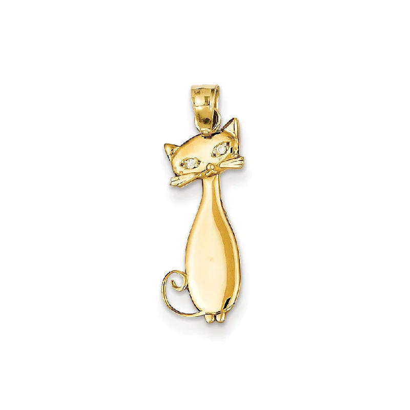 Religious Pendants with Cross or Star of David Designs14k Yellow Gold & .01 Ctw (I-J, I2) Diamond Cat Pendant