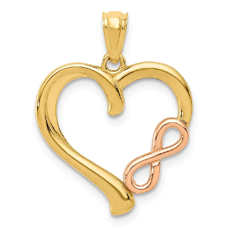 Gemstone - Encrusted Pendants with a Sparkling Centerpiece14k Yellow Gold and Rose Gold Infinity Heart Pendant, 18mm