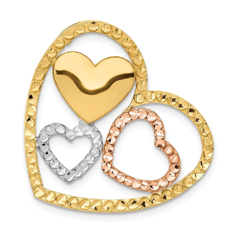 Initial Letter Pendants for a Personalized Touch14k Yellow Gold and Rose Gold Triple Heart Slide Pendant, 26mm