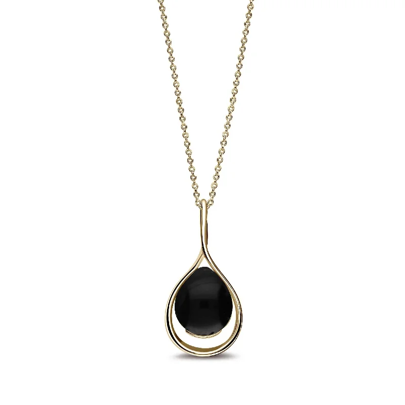 Crystal - Embellished Pendant Necklaces for a Glamorous Look9ct Yellow Gold Whitby Jet Twist Pendant