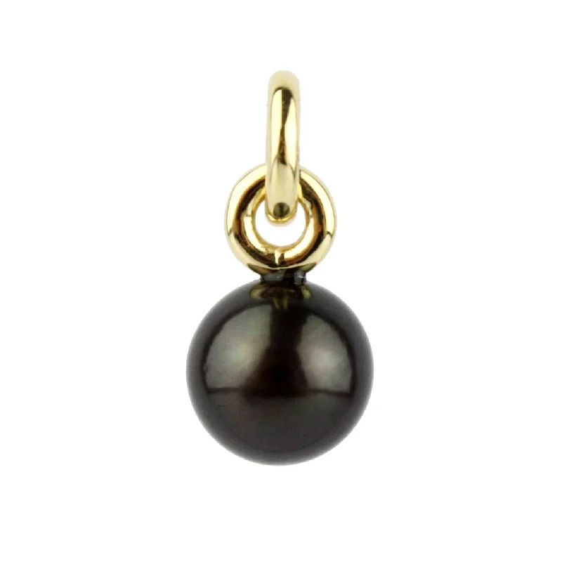 Heart - Shaped Pendant Necklaces with Birthstone InlaysBlack 9.5mm Tahitian Pearl Rava Pendant