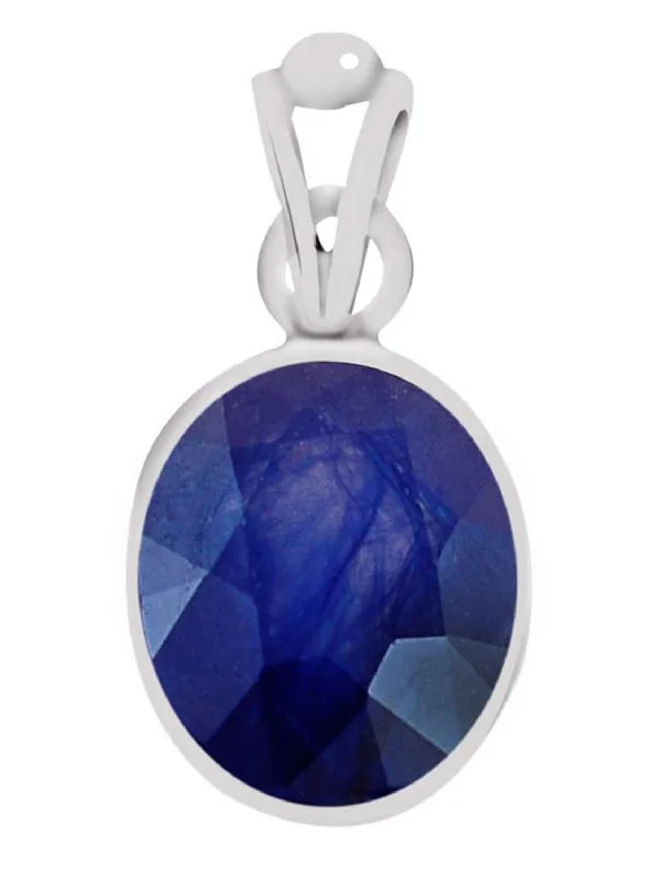 Heart - Shaped Pendant Necklaces with Birthstone InlaysCertified Blue Sapphire Neelam Silver Pendant 7.5cts or 8.25ratti