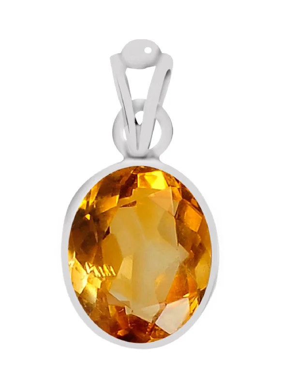 Heart - Shaped Pendant Necklaces with Birthstone InlaysCertified Citrine (Sunehla) Silver Pendant 9.3cts or 10.25ratti